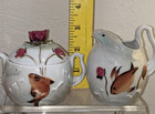 Hard to Find Vintage HAND PAINTED KOI FISH LILY PAD SUGAR & CREAMER Hand Painted — photo 2