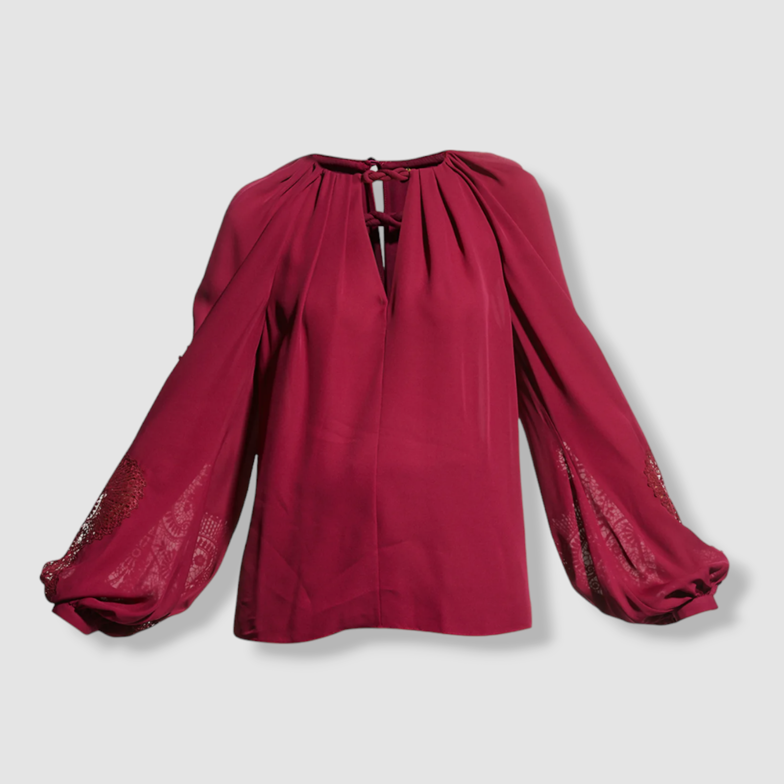 "$795 Kobi Halperin Women's Purple Silk \"Odette\" Keyhole Round-Neck Blouse Size S"