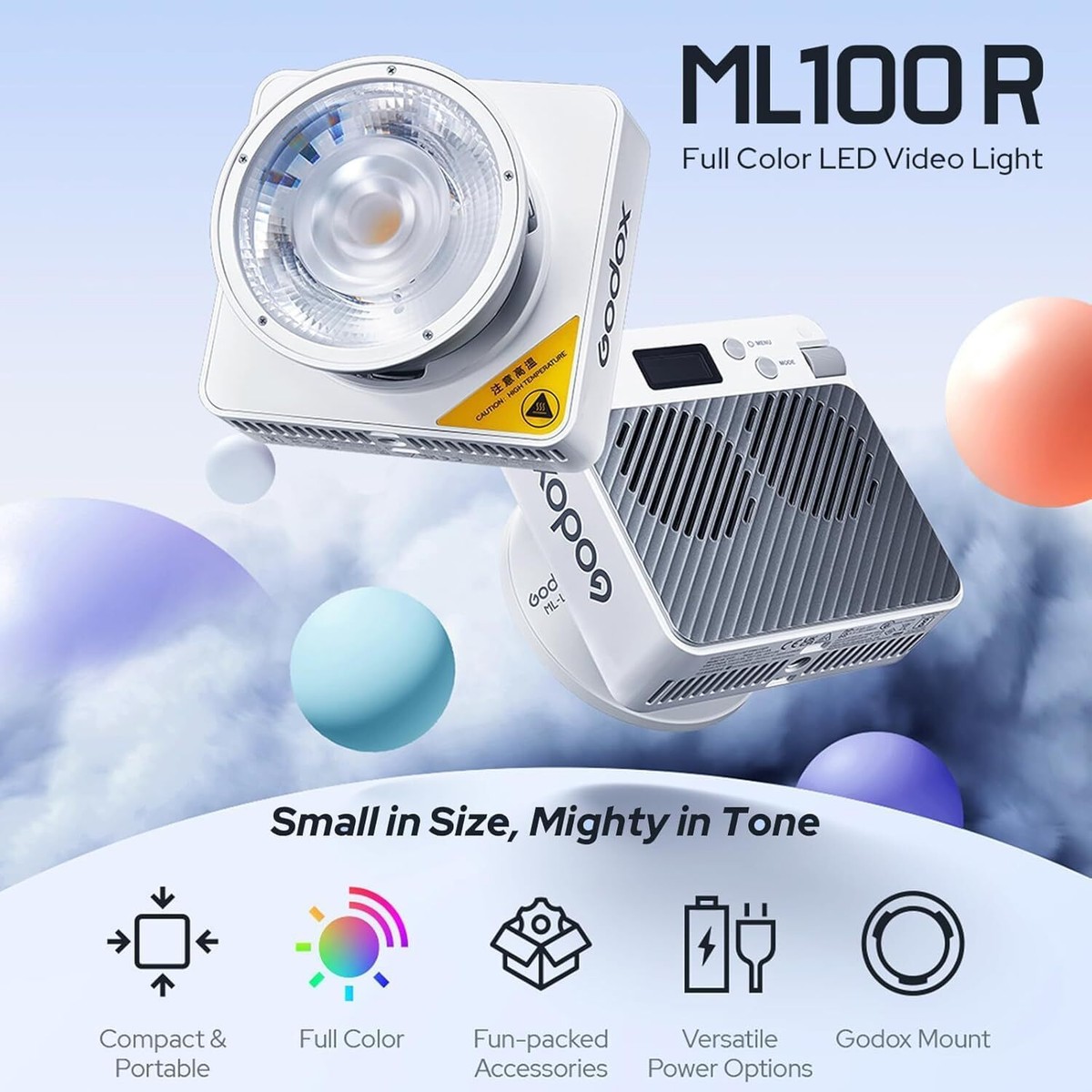Godox ML100R Full Color LED Video Light 1800K-10000K Portable RGB Pocket Fill Light For Camera Outdoor Photography Live - 44