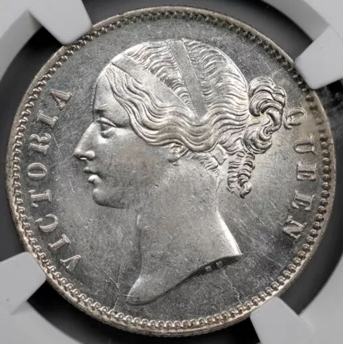 1840 India - British (B&C) 1 Rupee, NGC MS 61