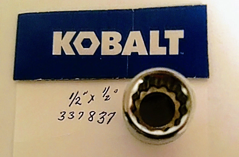 Kobalt  1/2" x 1/2" Dr Standard Chrome Socket 12 Pt  # 337837 Free USA Shipping - Image 2 of 4