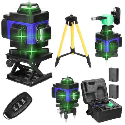 4D 16 Line 360° Laser Level Wasserwaage Kreuzlinienlaser Selbstnivellierend DE