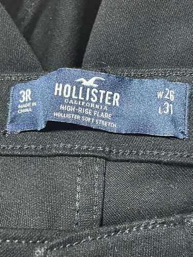 Jeans Hollister tiro alto negros acampanados W26 L31 JR 3 Hollister suaves elásticos para mujer - Imagen 6 de 7