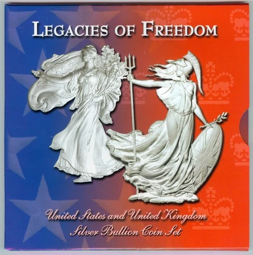 LEGACIES OF FREEDOM 2 SILVER COIN SET - ORIG. SLEEVE, DISPLAY FOLDER & COA - UNC