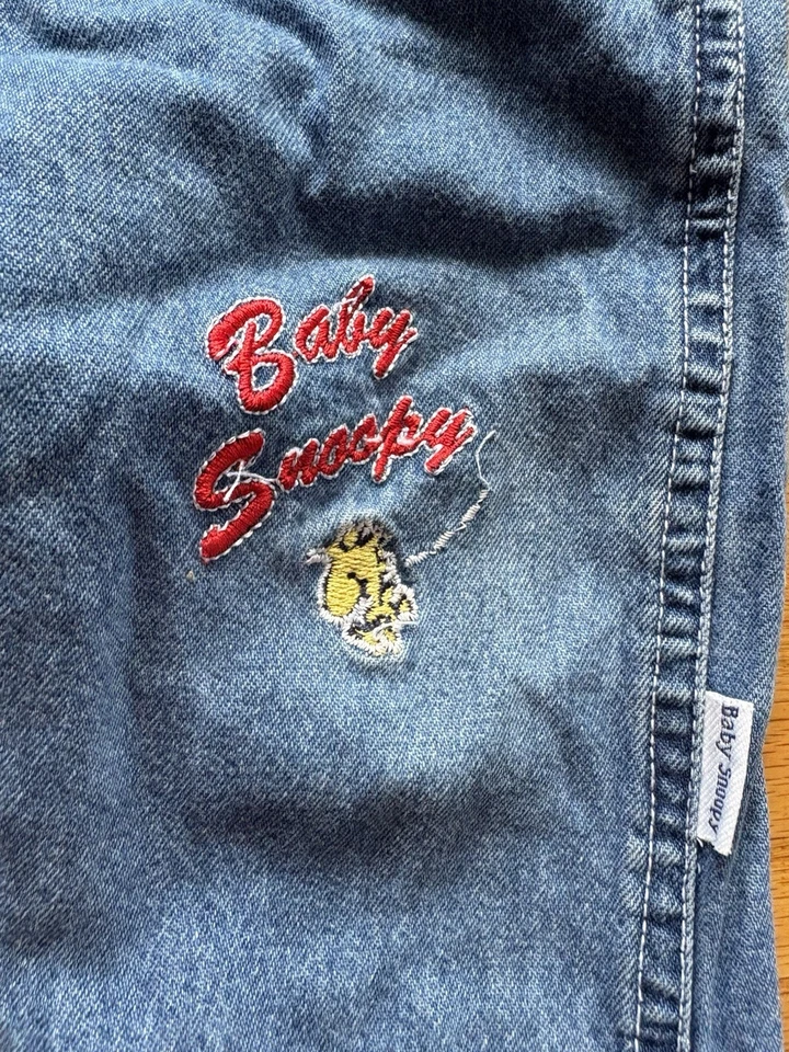 Mono Denim De Colección Baby Snoopy Peanuts Meses Bordado Y2K Años 2000 Clásico 6-9M Foto 3 de 4