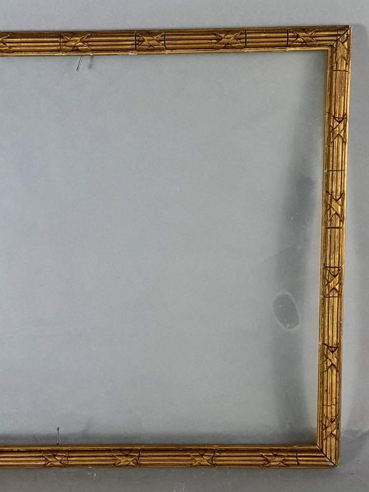 Cadre ancien +verre 36,5x29 cm, feuillure: 34x27 cm bois stuc doré C796 - Photo 4/4