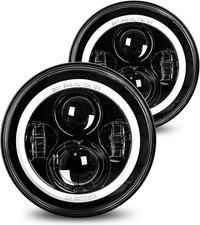DOT EMC 7 Inch LED Halo Headlights with White DRL Amber Turn Signal Compatible w
