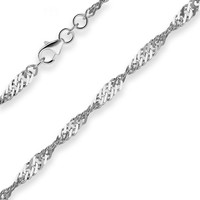 3,8Mm Singapurkette Silberkette Collier Halskette Aus 925 Silber Rhodiniert 45Cm