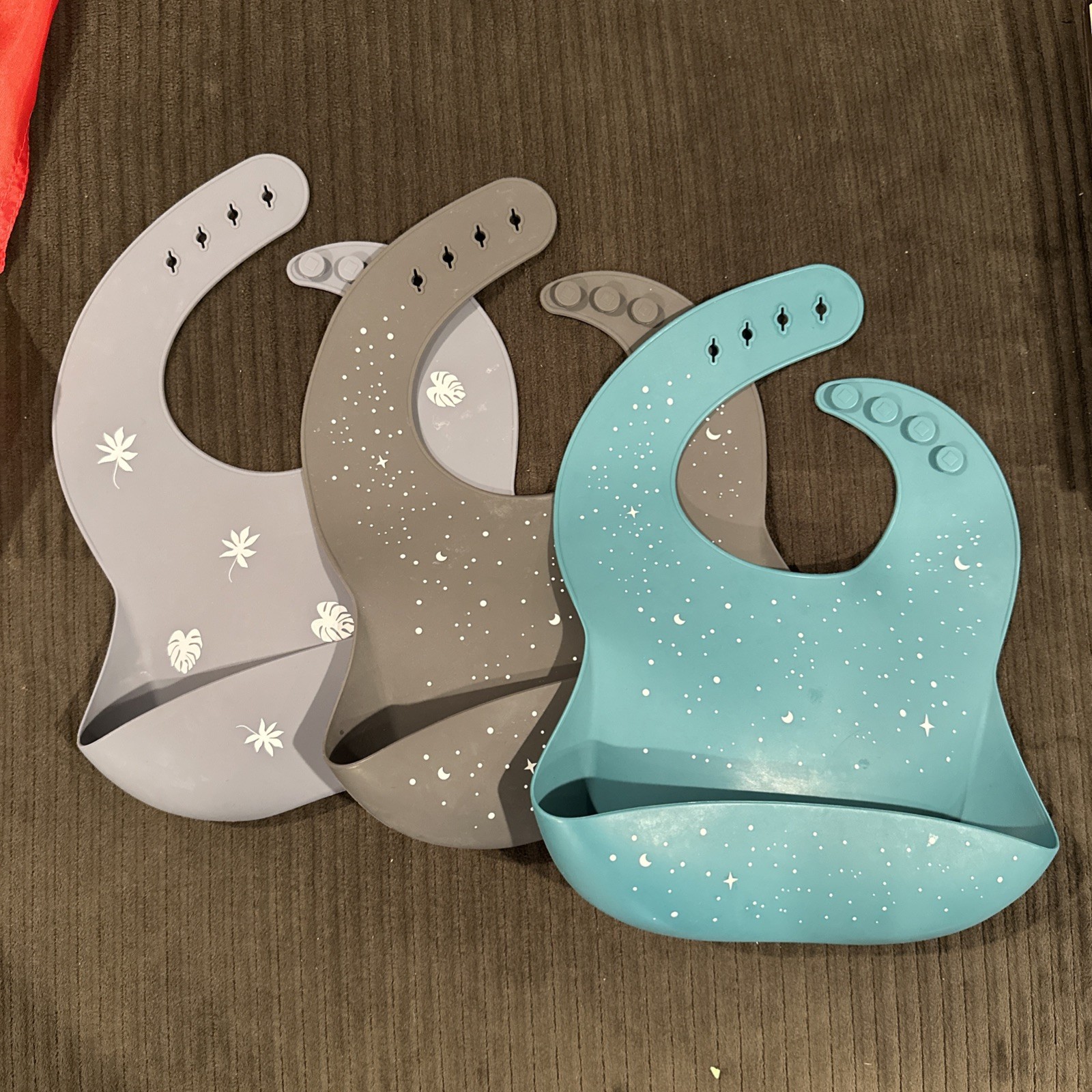 Unisex Silicone Baby Bibs - Set of 3 with Large Food Catcher & Easy Clean