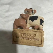 Blossom Bucket Suzi Skoglund Cow & Pig  Resin Figurine 2003