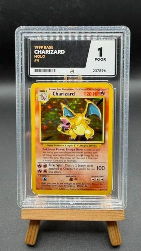 Pokemon TCG Charizard Holo 4/102 Base Set Unlimited WOTC 1999 WOTC ACE 1