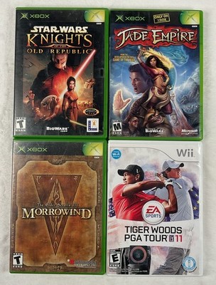 Lot of 4 Xbox & Wii Games *All w/ Manuals* Star Wars Knights Morrowind UNTESTED