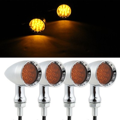 4 Stück Chrom Motorrad Bullet LED Blinker 12V für Suzuki Boulevard C50 M50 M90
