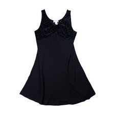 Jones New York Mini Dress Women L Black Excellent Velvet Burnout Goth Sleeveless