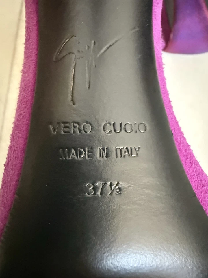 Giuseppe Zanotti Vero Cuoio фиолетовый замшевый лодыжки ремень каблуки размер 7 - Изображение 3 из 4