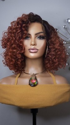 New Curly Afro Style Lace Front Wig Copper Auburn 350 Hair Womens Fashion Wigs