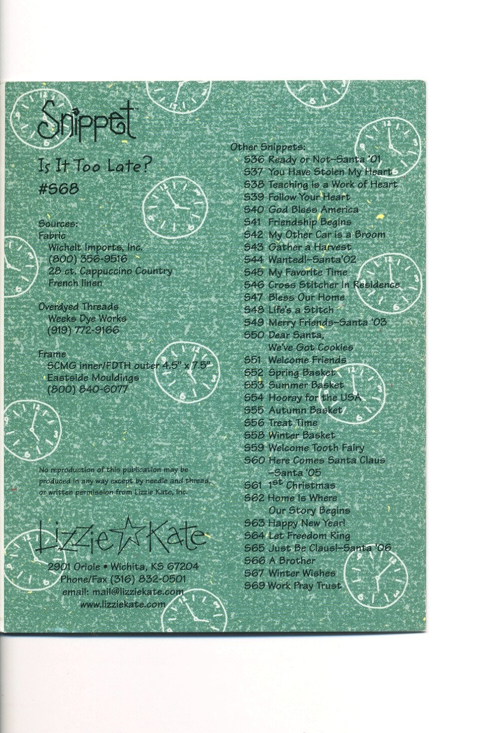 Lizzie Kate IS IT TOO LATE? Cross Stitch Leaflet Only ~ Christmas / stocking