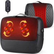 3-In-1 Shiatsu Back Massager with Heat Lumbar Support, 4D Kneading for Pain Re