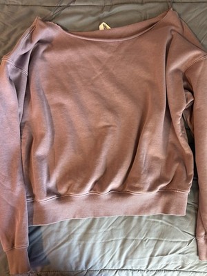  Women s Pink Crewneck Pullover Fleece Sweatshirt Raglan Relaxed 6
