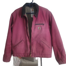 VTG Carhartt Detroit Canvas Lined Jacket Womens Large Salmon Pink WJ097