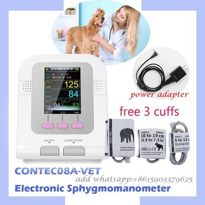 CONTEC08A-VET Digitales Blutdruckmessgerät + 3 Manschetten. Tiergebrauch