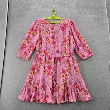LOFT Women Dress XL Pink Floral Lily Godet Mini Flare Cottagecore