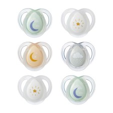 Tommee Tippee 0-6M Night Silicone Pacifiers BPA-Free Symmetrical Glow Blue 6pk
