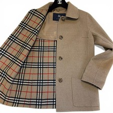 BURBERRY LONDON Cashmere Nova Check Wool Coat Beige Size S Classic Authentic