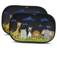 Car Window Shade for Baby with Certified UV-Protection 2 Pack - 21"x14" Animals