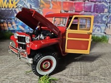 2017 Road Signature 1955 Jeep Willys Station Wagon Red 118 Diecast No Box