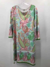 Jean-Pierre Klifa Blue Size Large Printed Shift Knee Length Long Sleeve Dress