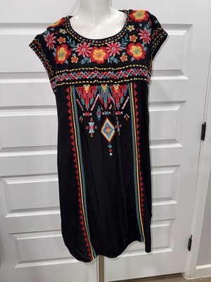 Savanna Jane Pullover Sleeveless Mini Dress Women's Sz Medium Embroidered