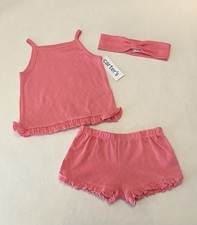 Carters Baby Girl 18 Months Shorts Shirt Headband Cute Heart Outfit 3 PC Set New