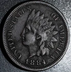 1884 INDIAN HEAD CENT - With LIBERTY & DIAMONDS - XF EF