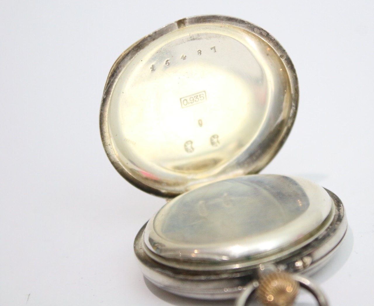 Sterling solid silver half hunter pocket watch sp… - image 5
