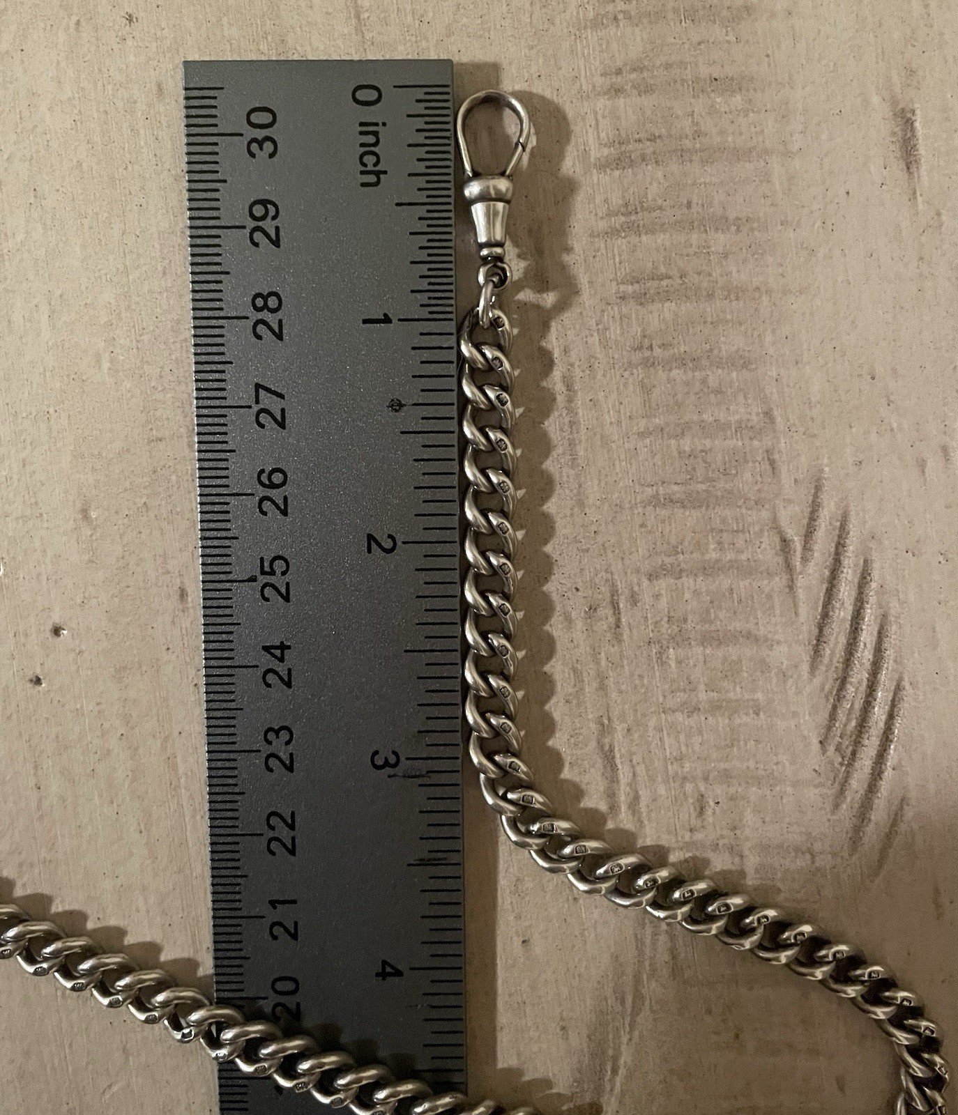 Solid Sterling Silver Watch Chain Full English Ha… - image 11