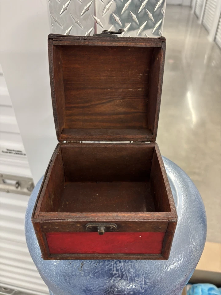 New Hobby Lobby Distressed Red Trinket Box Chest with Hinged Lid - Image 4 of 4