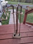 Brass Duck Head Fireplace Tool Set Vintage 1970s Mallard 4 Tools + Stand MCM