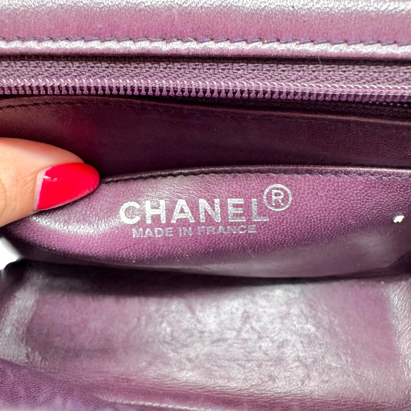 Chanel Purple Python Small Square Flap Bag - image 5