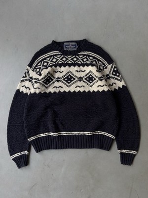 Vintage Polo Sport Sportsman Ralph Lauren Hand Knit Pattern Sweater Mens XL