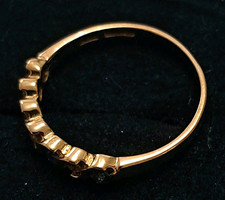9ct Yellow Gold Sapphire & Diamond  Eternity Ring Size P 1.5mm Band
