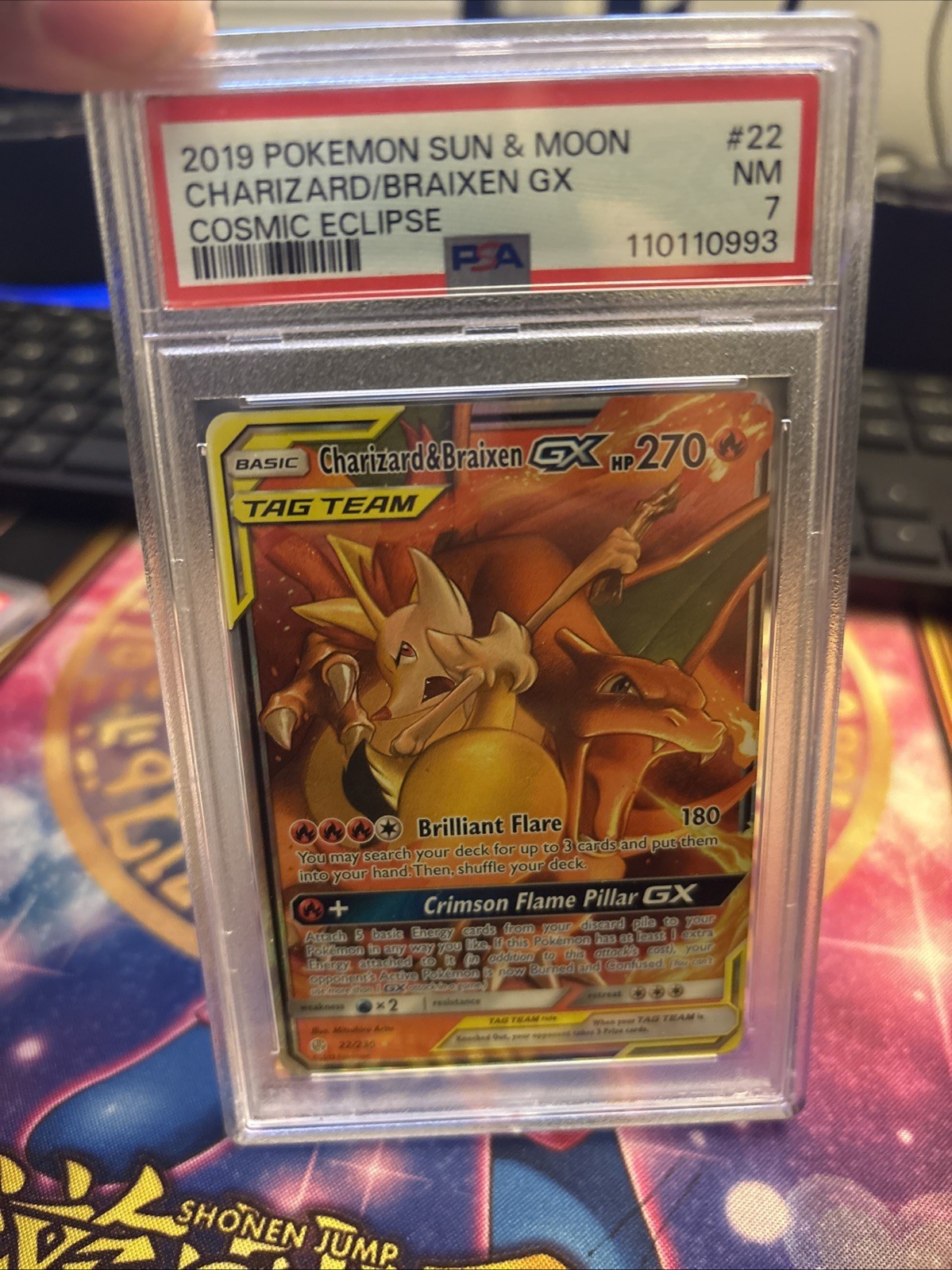 2019 Pokémon Charizard Braixen GX Cosmic Eclipse #22/236 PSA 7