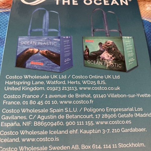 Costco UK Europe Ocean Sea Lion Tote Bag Blue Sea Lion New Shopper - Picture 4 of 8
