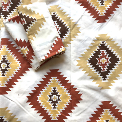 Vtg BIBB King Flat Bed Sheet & 2 King pillowcases Tonto Apache Tribe USA