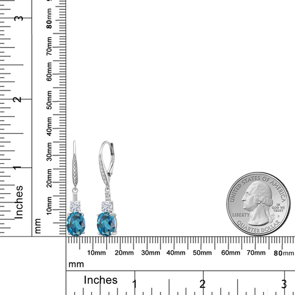 925 Sterling Silver London Blue Topaz White Moissanite and Lab Grown Diamond - Image 2 of 3