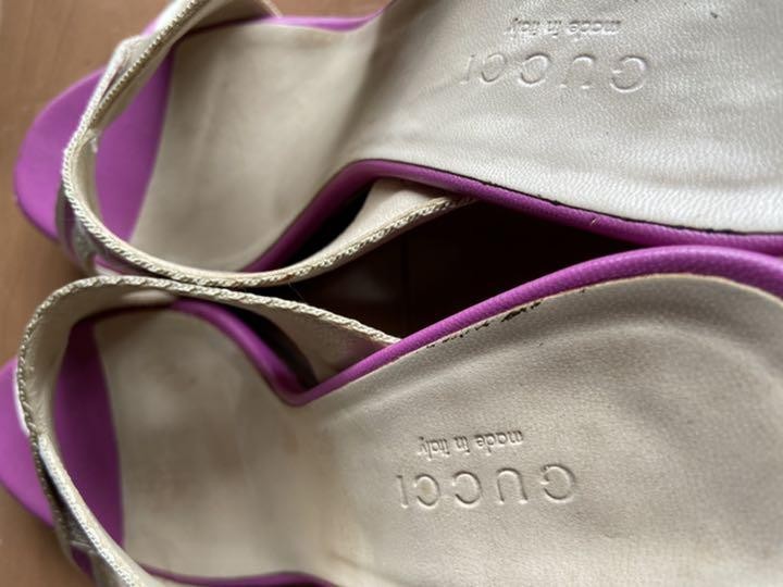 Gucci Mules Heels White Purple Leather Size 35 US About 5 For Women thumbnail 18