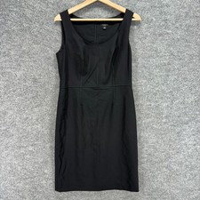 Ann Taylor Dress Women 4 Black Shift Midi Zipper Sleeveless Wool Lined Casual