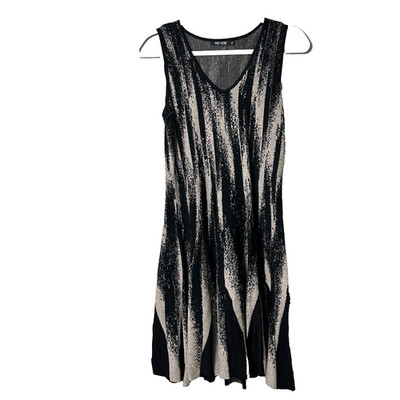 Nic + Zoe Fit & Flare Midi Dress Petite S PS Black Tan Sleeveless Pullover Knit