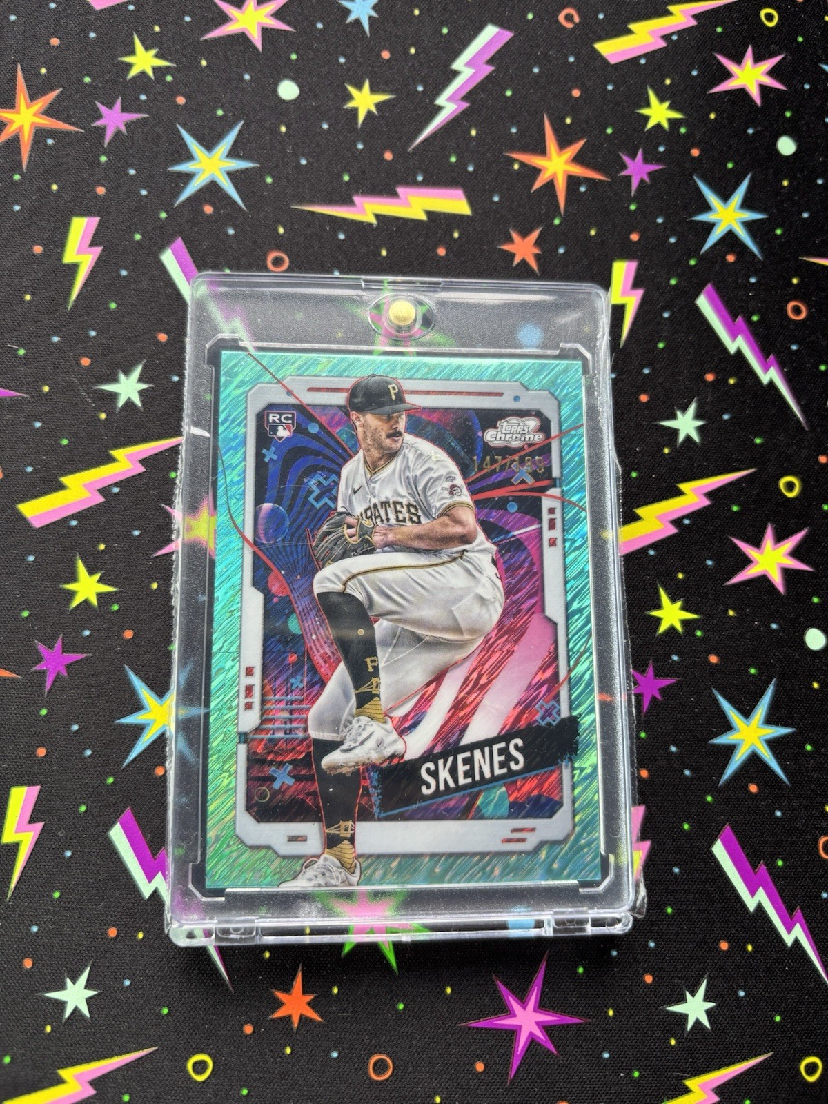 2024 PAUL SKENES #186/199 TOPPS CHROME COSMIC AQUA EQUINOX REFRACTOR RC ROOKIE