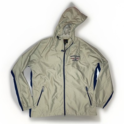 VTG BARU Mackinac Island Michigan Hoodie Windbreaker Full Zip Mens L Dark Beige